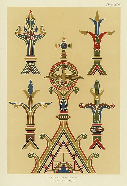 Finials, crockets, and mouldings conventionally treated, for the decorations of walls (colour litho)