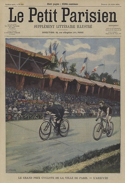 Finish of the Paris Cycling Grand Prix (colour litho)