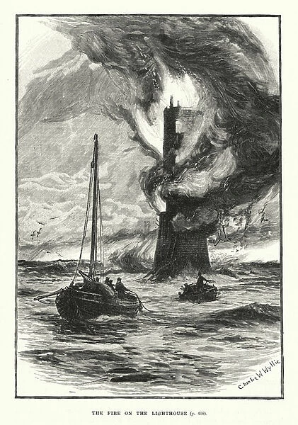 The fire on the lighthouse (engraving)
