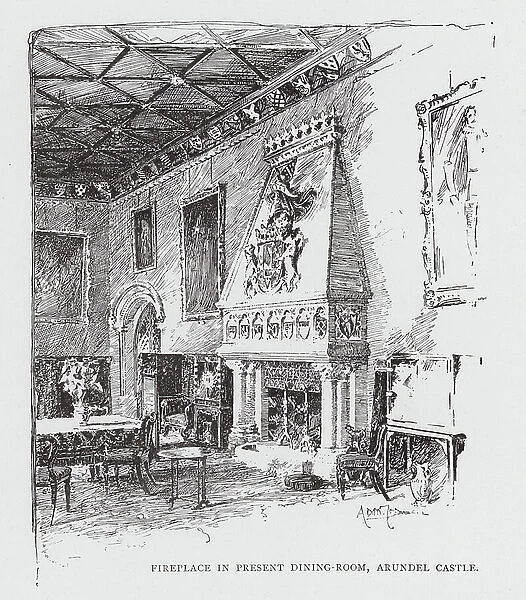 Fireplace in Present Dining-Room, Arundel Castle (engraving)