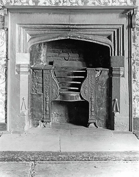 The fireplace in the tower, Canons Ashby, Northamptonshire, from The English Country House (b / w photo)