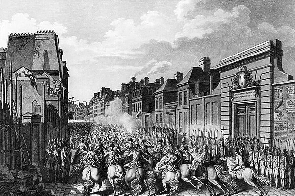 First of the French Revolution: The assembly (rue) of the faubourg Saint Antoine in Paris on 28 April 1789 by the workers protesting against the initiatives of Jean Baptiste Reveillon (1725-1811) on the tax of manufactures