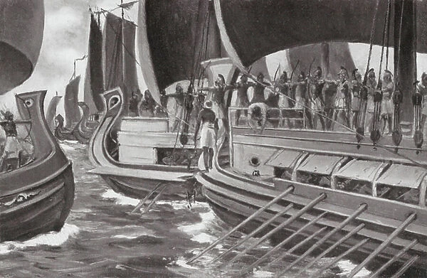 The First Sea-Fight in History (litho)