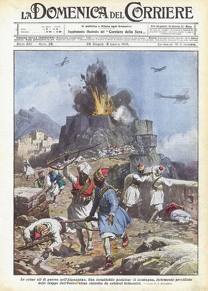 The first wings of war in Afghanistan (colour litho)