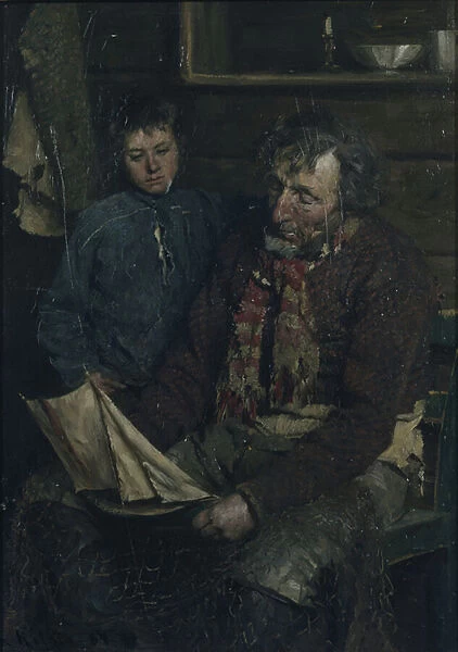 Fisherman and his son, 1884 (oil on canvas)