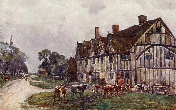 Five-Gabled House, Long Itchington (colour litho)