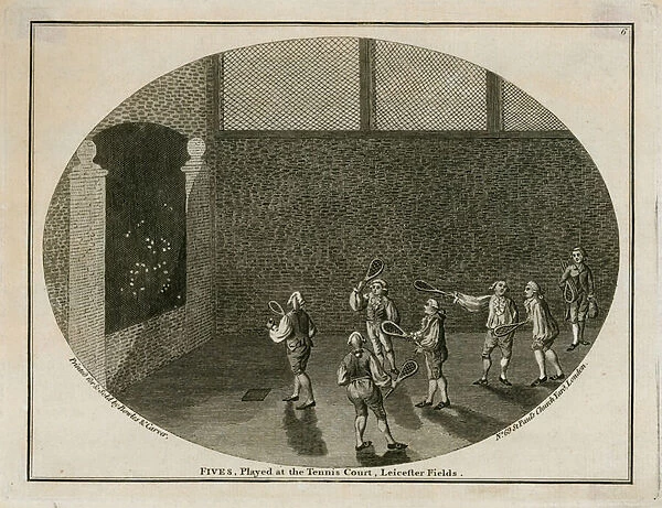 Fives, played at the Tennis Court, Leicester Fields (engraving)