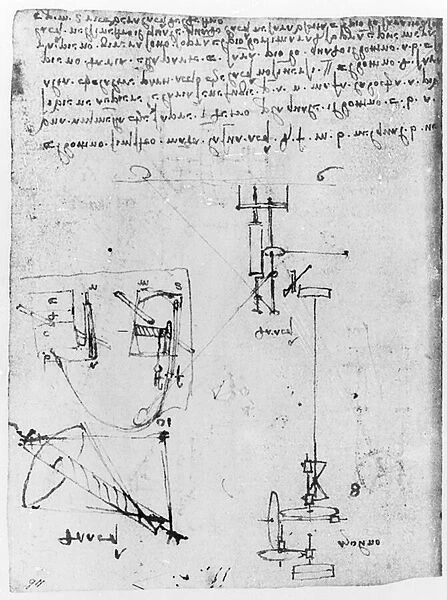 Fol. 46v, from the Codex Forster III, 1480s-1494 (pen & ink on paper)