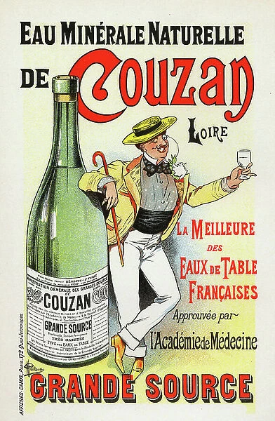 Food and Beverage. Couzan, mineral water. Poster by Albert Guillaume (1873-1942), France, c.1890-95 (poster)