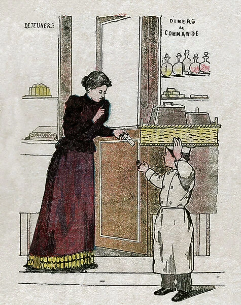 Food delivery, c.1900 (print)