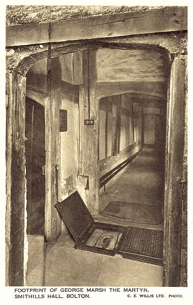 Footprint of George Marsh, Smithills Hall, Bolton (b  /  w photo)