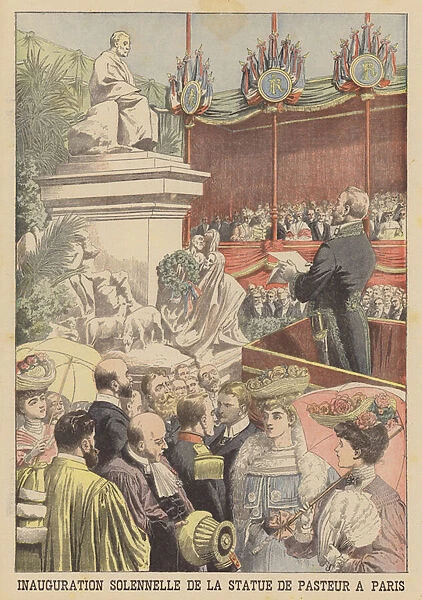 Formal inauguration of the statue of Louis Pasteur in Paris (colour litho)