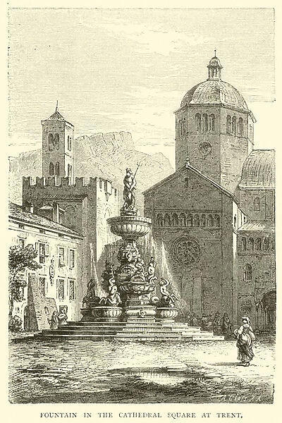Fountain in the Cathedral Square at Trent (engraving)