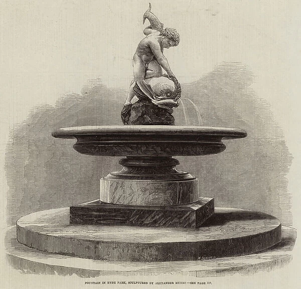 Fountain in Hyde Park, sculptured by Alexander Munro (engraving)
