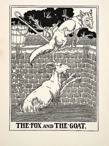 The Fox and the Goat, from A Hundred Fables of Aesop, pub. 1903 (engraving)