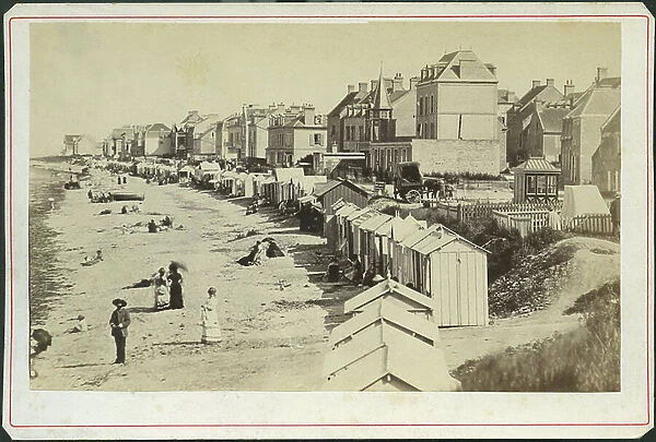 France, Basse-Normandy, Calvados (14), Saint Aubin sur Mer: The beach and the seafront, 1880