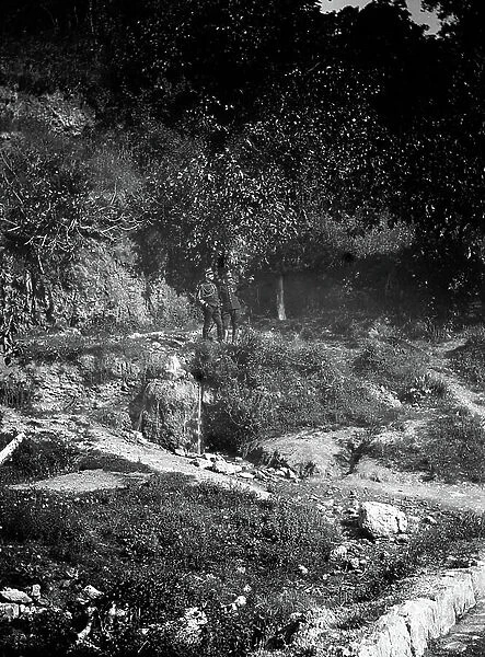 France, Corsica, Haute-Corsica (2B), Corte: the fountain Santa Maria, 1890