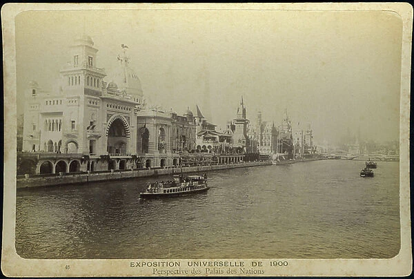 France, Ile-de-France, Paris (75): Universal Exhibition, the perspective of the Palais des Nations with the American Pavilion in the foreground, 1900