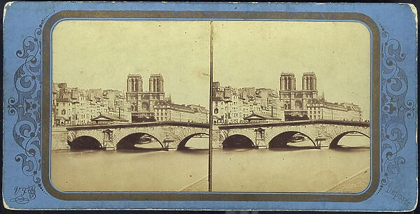 France, Ile-de-France, Paris (75): L'ancien pont Saint-Michel, 1855