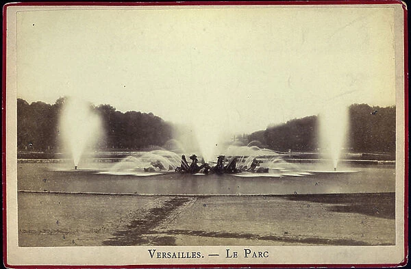 France, Ile-de-France, Yvelines (78), Versailles: The park of Versailles: the great waters in the basin of Apollon, 1870