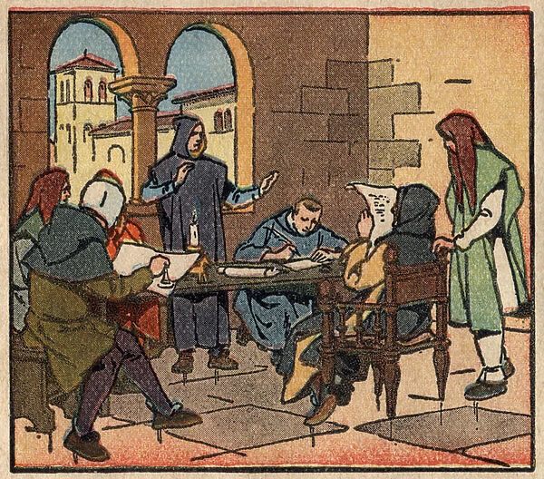 France in the Middle Ages: in the city the city council forms of letters (clergy and elected) discuss city affairs, cleanliness, water, police, expenses and taxes. In 'Histoire de France learned by image and direct observation