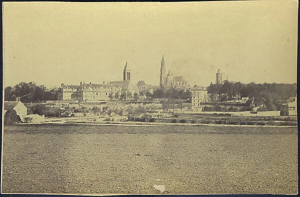 France, Picardie, Oise (60), Senlis: General view with its churches, 1880 - church Saint Pierre
