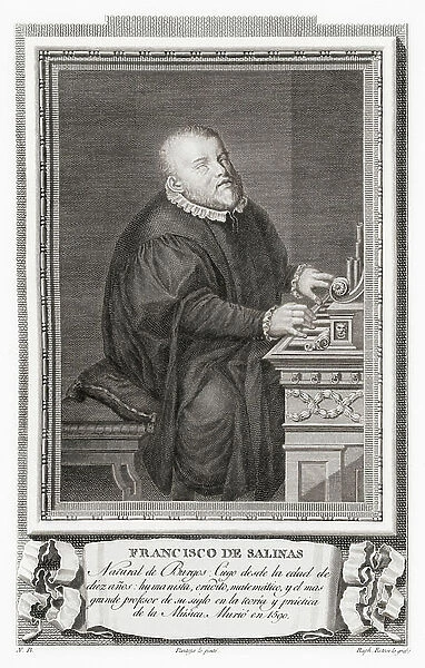 Francisco de Salinas, 1513 - 1590. Spanish music theorist and organist. After an etching in Retratos de Los Espanoles Ilustres, published Madrid, 1791 ©UIG / Leemage