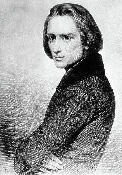 Franz Liszt (1811-1886) Hungarian composer and pianist engraving after the painting by Lehmann