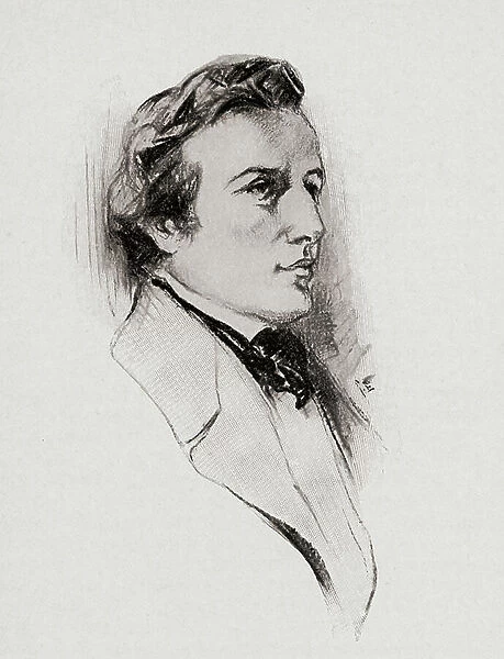 Frederic Francois Chopin, 1810-1849. Polish composer and outstanding pianist. Portrait by Chase Emerson. American artist 1874-1922