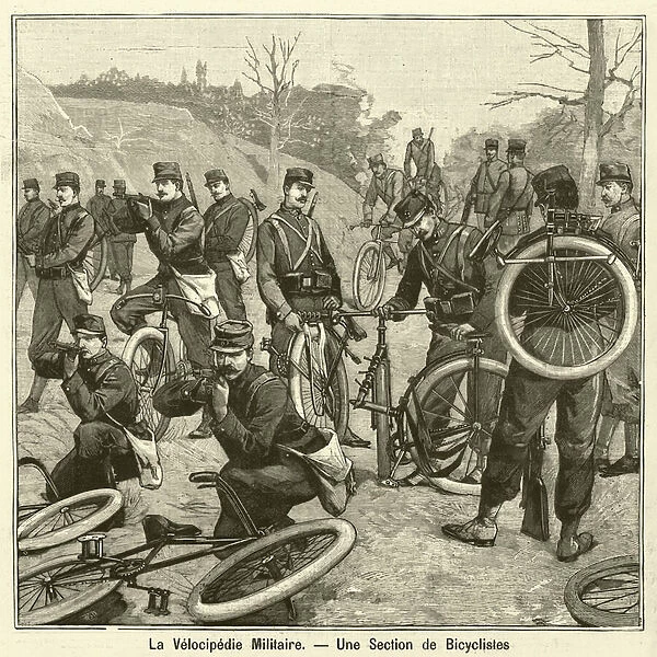 French Army bicycle troops (engraving)