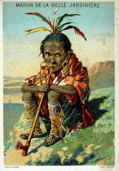 French chromolithograph showing a German student smoking a Pipe. Circa 1895