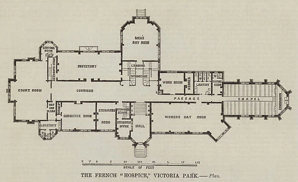 The French 'Hospice, 'Victoria Park, Plan (engraving)
