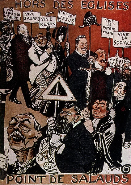French illustration symbolising the spectrum of political ideas in France 1905
