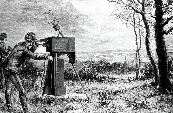 The French military using Heliostat signals, 1850