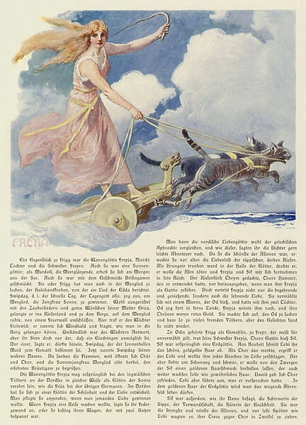 Freyja, Norse goddess (colour litho)