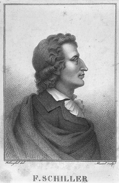 Friedrich Schiller (1759-1805) engraved by Massol (d. 1831) (engraving) (b  /  w photo)