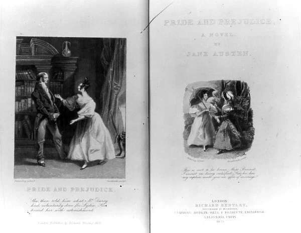 Frontispiece and title page to Pride and Prejudice by Jane Austen