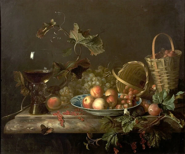 Fruit Piece with Wine Glass, 1692 (oil on canvas)