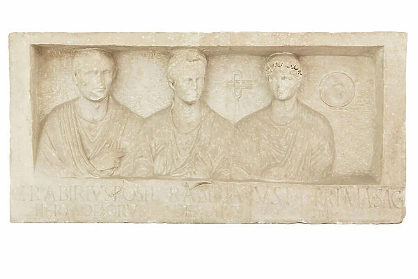 Funerary monument, tomb of Rabiri, relief of priestess of Isis and deceased, 40 BC, from via Appia (sculpture)