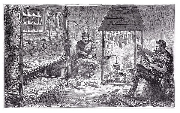Fur Trappers in Canada, 1880 (engraving) (b  /  w photo)