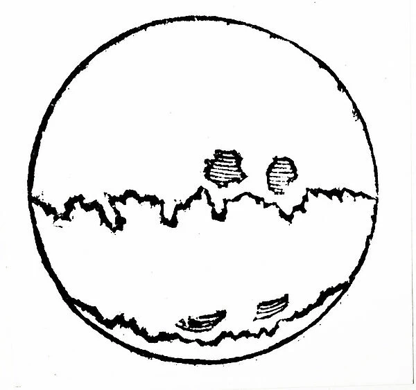 Galileo Galilei's drawing of the distortion of lunar features close to the limb of the Moon