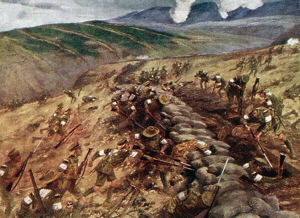 Gallipoli - soldiers fighting in Gallipolim 1915 (print)
