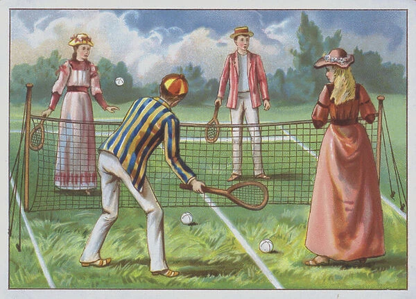 A game of lawn tennis (chromolitho)