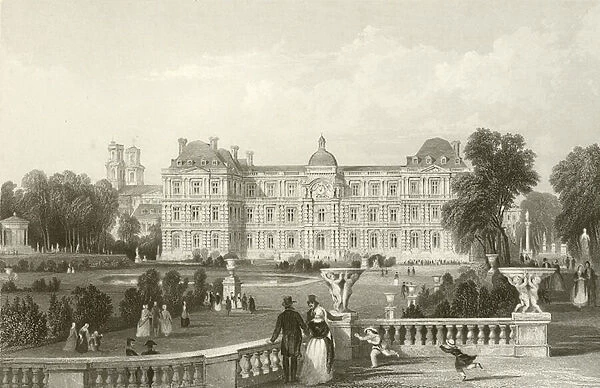Garden - Front of the Luxembourg - Paris (engraving)