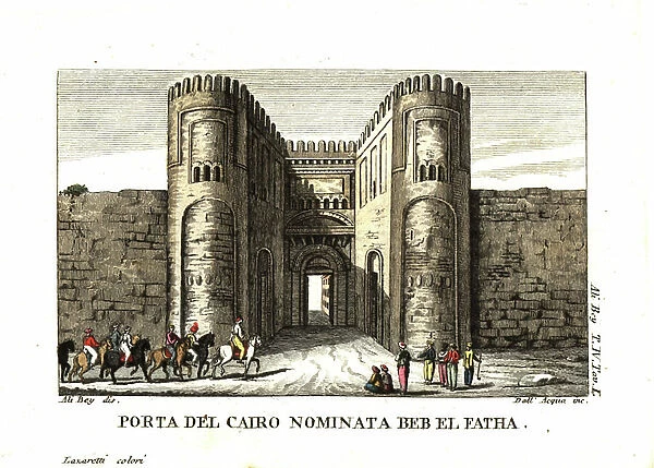 The gate of Cairo called Beb el Fath. Illustration by Ali Bey el Abbassi (Domingo Badia y Leblich, 1767-1818) from his Travels in Morocco, Tripoli, Cyprus, Egypt, Arabia, Syria and Turkey, London 1816