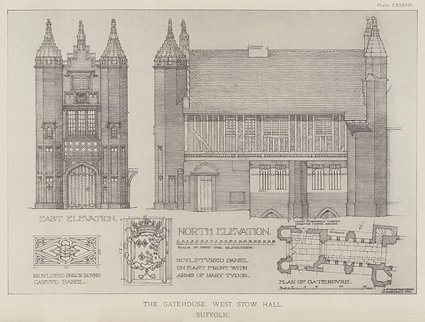 The Gatehouse, West Stow Hall, Suffolk (litho)