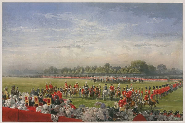 Gathering in Hyde Park, London (colour litho)
