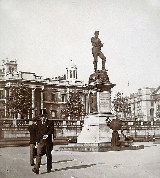 The General Gordon Monument in Trafalgar Square, in London