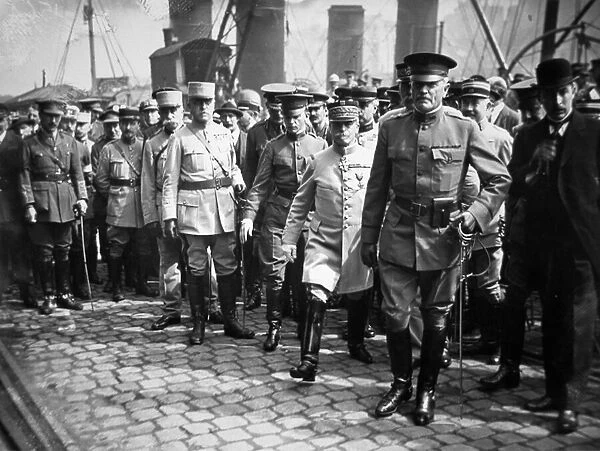 General Pershing, commander of the American Expeditionary Force, lands at Boulogne