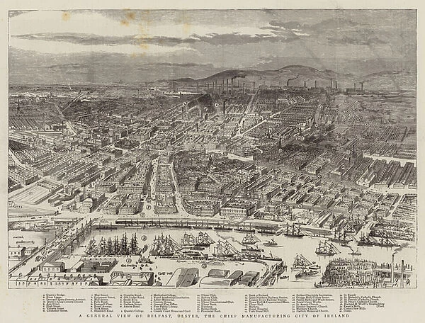 A General View of Belfast, Ulster, the Chief manufacturing City of Ireland (engraving)